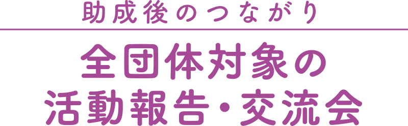 助成後のつながり：全団体対象の活動報告・交流会