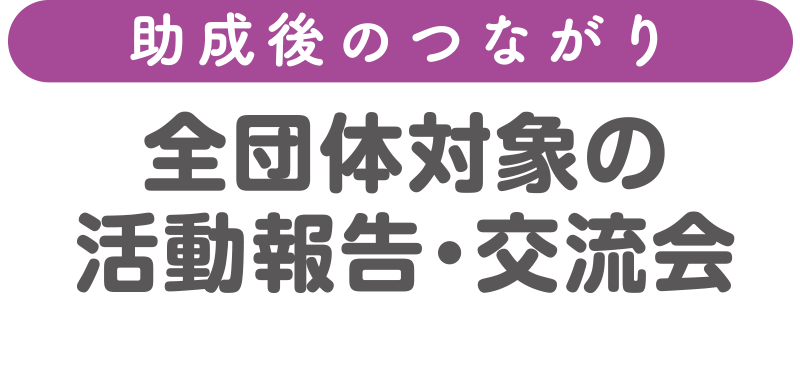 助成後のつながり：全団体対象の活動報告・交流会
